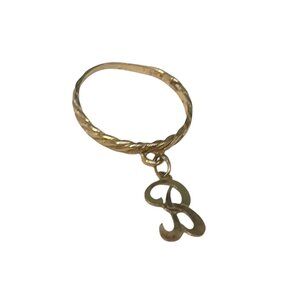 Vintage 14K Yellow Gold Initial B Charm Ring Twisted Band Size 7.25 1.61g